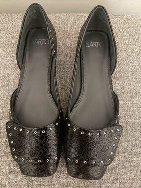 Franco Sarto Women's Black Studded D'Orsay Flats - Sz 8.5 - Brand new!